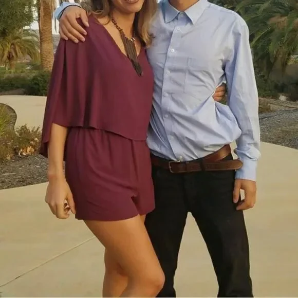 BCBGMAXAZRIA "Carie" Burgundy Short Romper - Picture 8 of 10